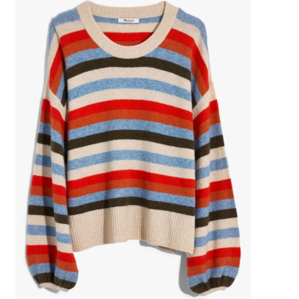 Madewell Payton Coziest Yarn Striped Pullover Size M NWOT